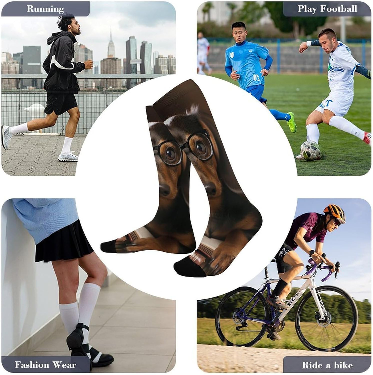 Dachshund Dog Knee High Soccer Socks Moisture Wicking