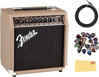 Fender Acoustasonic 15 Acoustic Guitar Amplifier Bundle with Instrument Cable, Picks, and Austin Bazaar Polishing Cloth