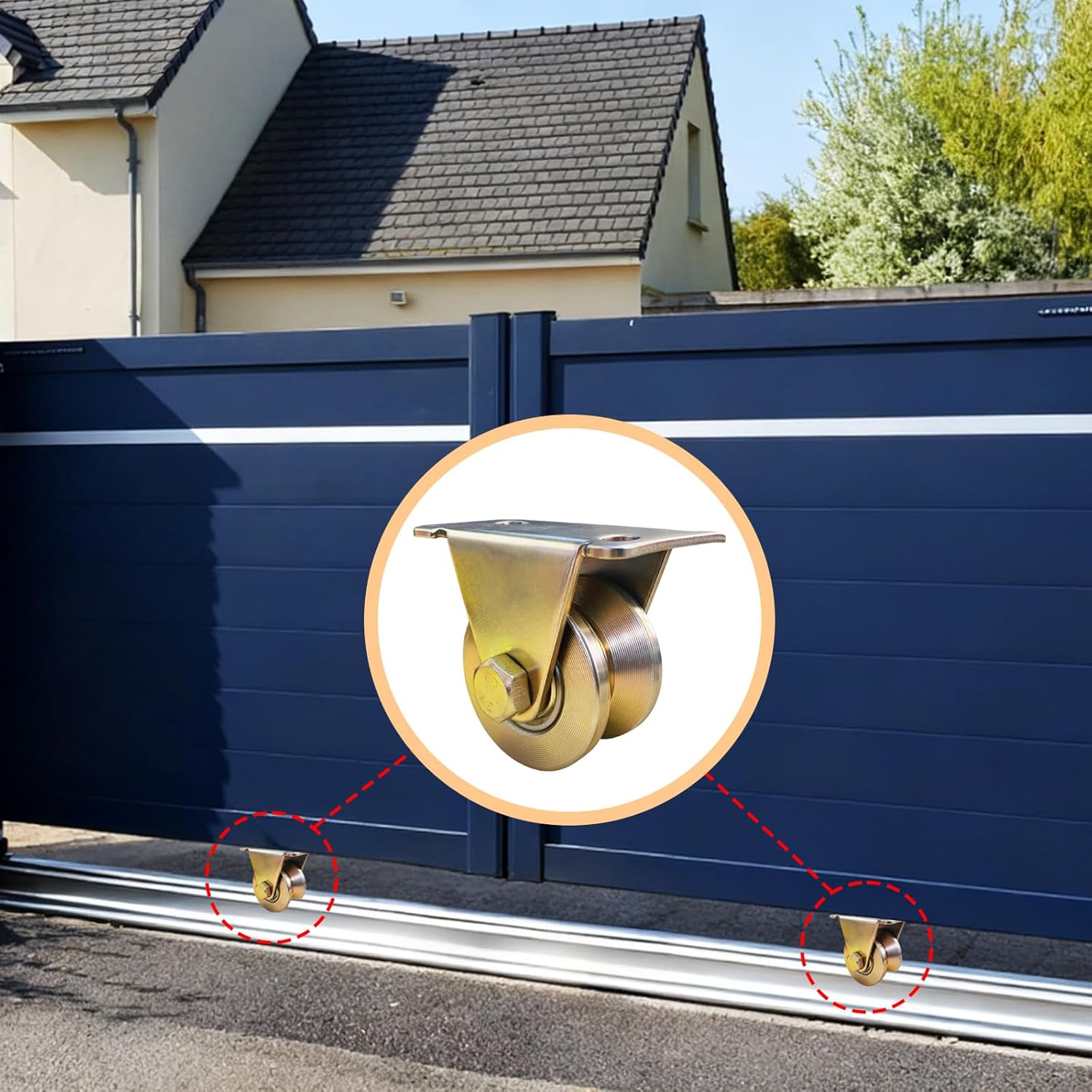 4 Pack 660 lbs Heavy-Duty 2" V Groove Casters | Solid Heavy Duty Sliding Gate Rollers | 2" Dia