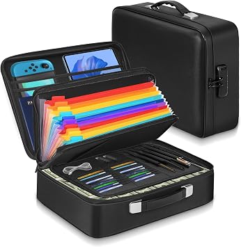Fireproof Document Box with Combination Lock, Waterproof, Used for Storing Important Files, Certificates, Passport, Portable Travel Safe Hard Case Document Organizer Black