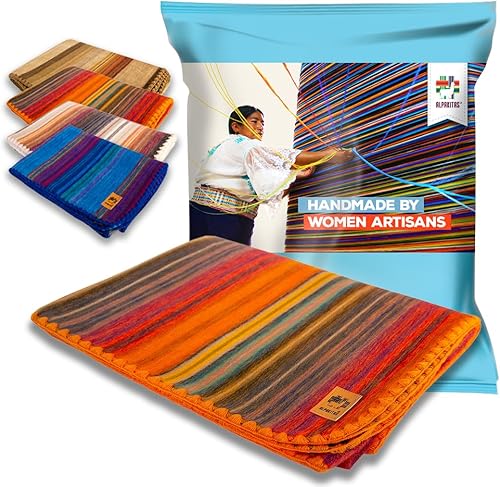 Miniatura 8 de Manta de alpaca hecha a mano de alta calidad Mantas de lana tamaño individual Manta de alpaca y algodón El mejor tamaño de manta de lana 64 x