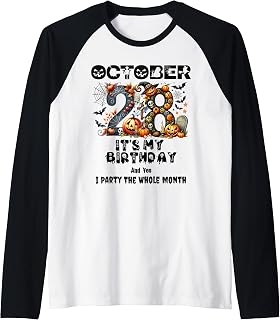 October Birth Dates Halloween Designs Raglan Baseball Tee