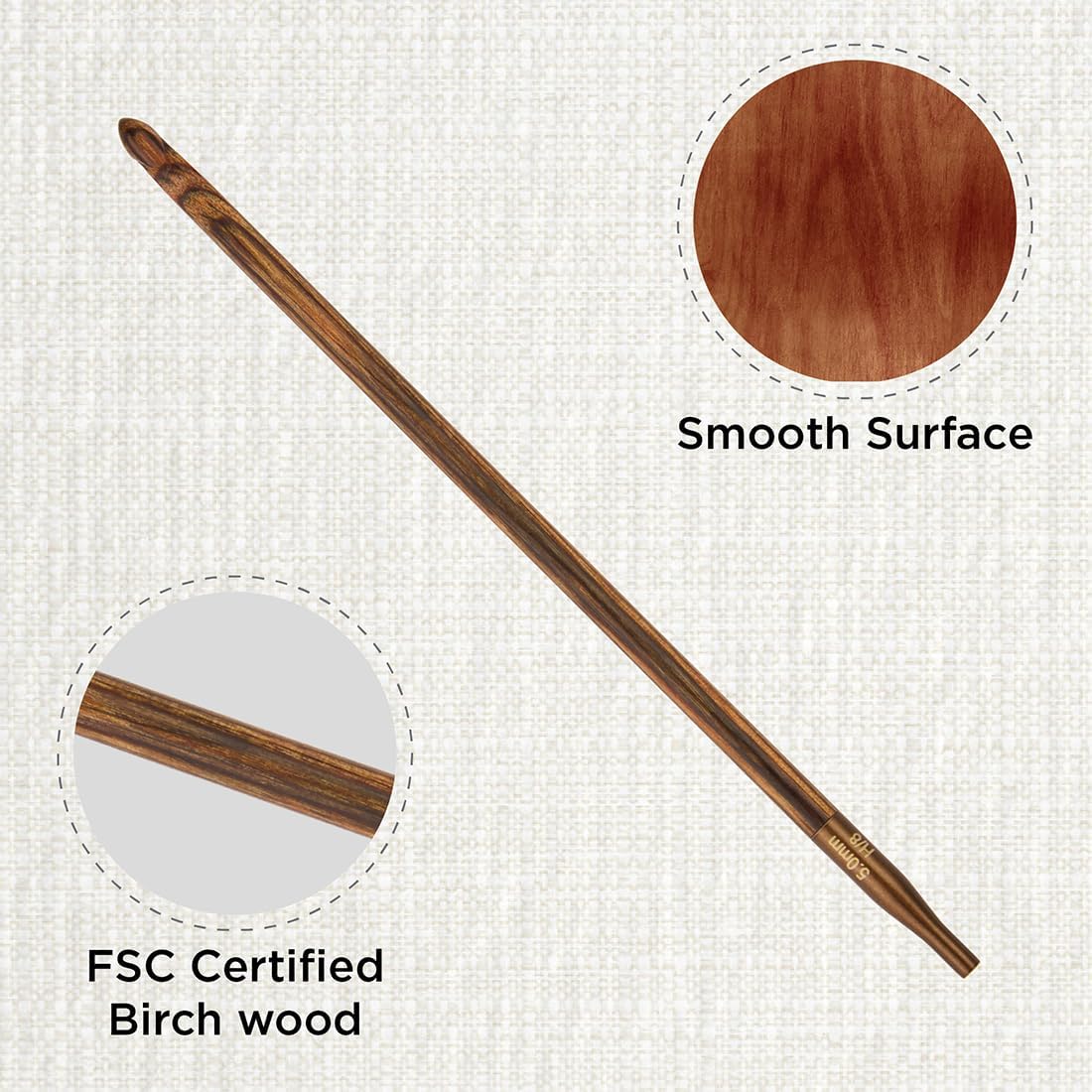 KnitPro Ginger Afghan/Tunisian Crochet Hook | US Size H (5mm) image 2