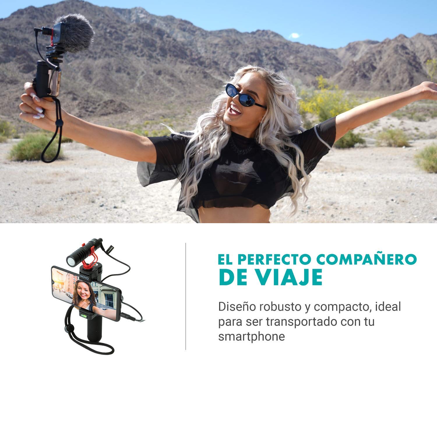 Movo Micrófono de vídeo Universal VXR10 con Montura antivibratoria, Pantalla antiviento Deadcat, para iPhone, teléfonos Inteligentes Android, cámaras DSLR Canon EOS y Nikon y videocámaras | Micrófono de cámara para DSLR, iPhone, Android, micrófono de esco