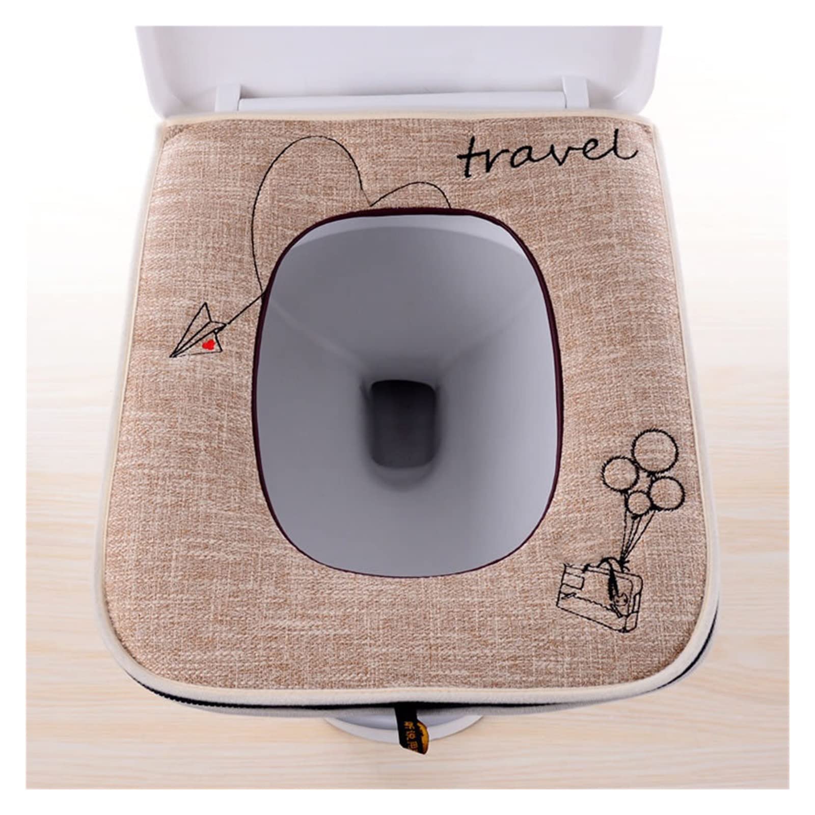 QAIXAG Toilet Seat Seat Household All-season Linen Square Toilet Cover Universal Toilet Cover With Handle (Color : A1, Size : 1 pc)