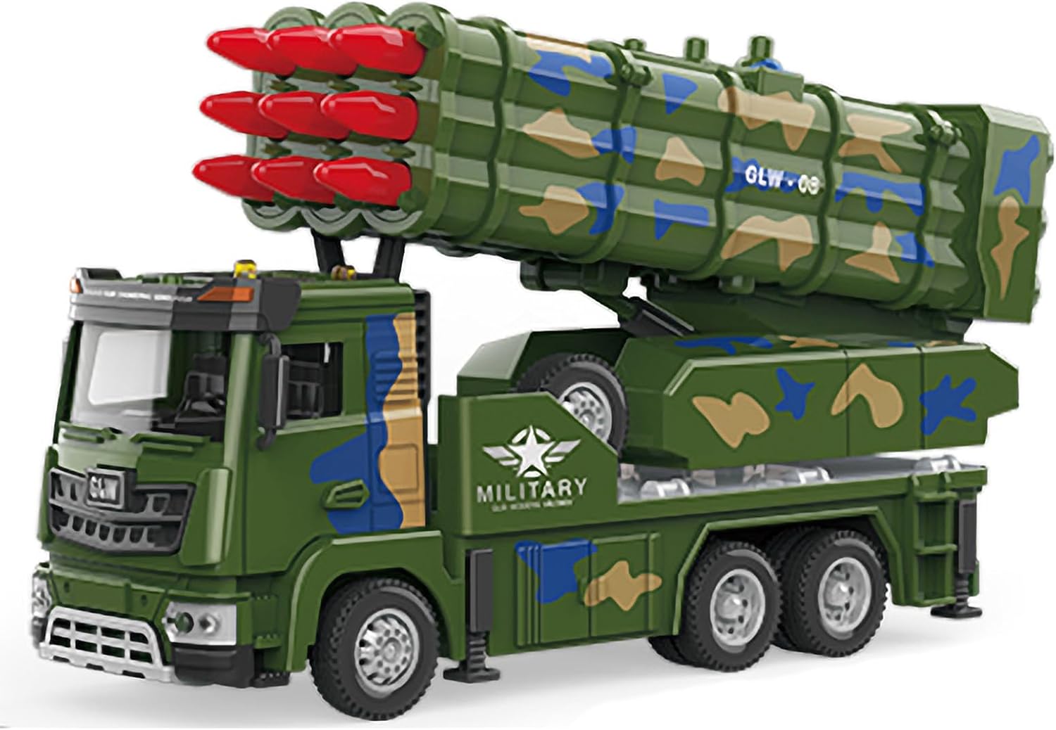 Army Truck Toys 9 Missile Launcher Military Vehicle Trucks Alloy Cab Die-cast Army Toy Lights & Sounds Christmas Birthday Gift for 3-8 Years Old Boys and Girls