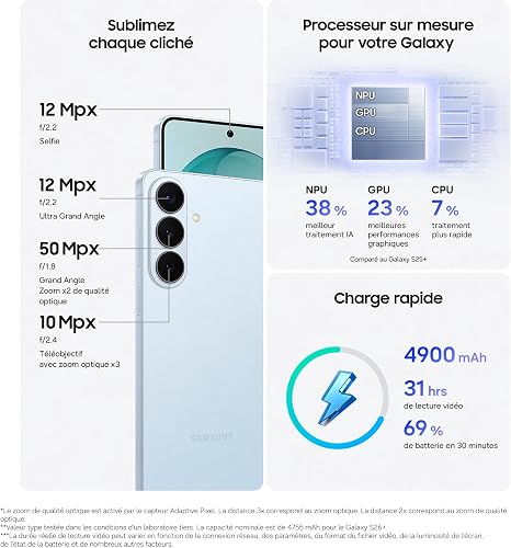 Samsung Galaxy S26+, Smartphone Android 5G avec Galaxy AI, 512 Go, Chargeur Secteur Rapide 25W Inclus, Smartphone déverrouillé, Noir, Version FR - 4