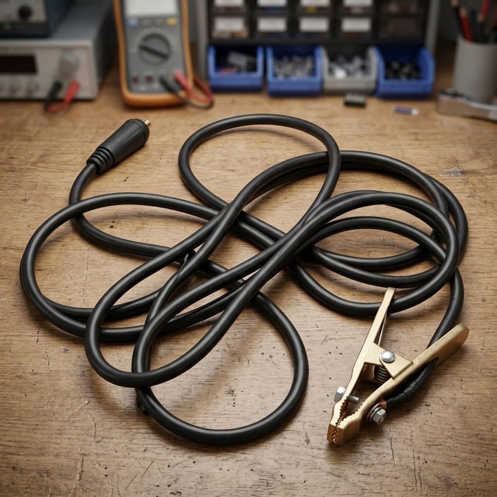 Morsetto di massa di saldatura 260 A in ottone con cavo 3 m | Alta conduttività, capacità di carico 260A, ottone resistente, cavo incluso, per mig/TIG