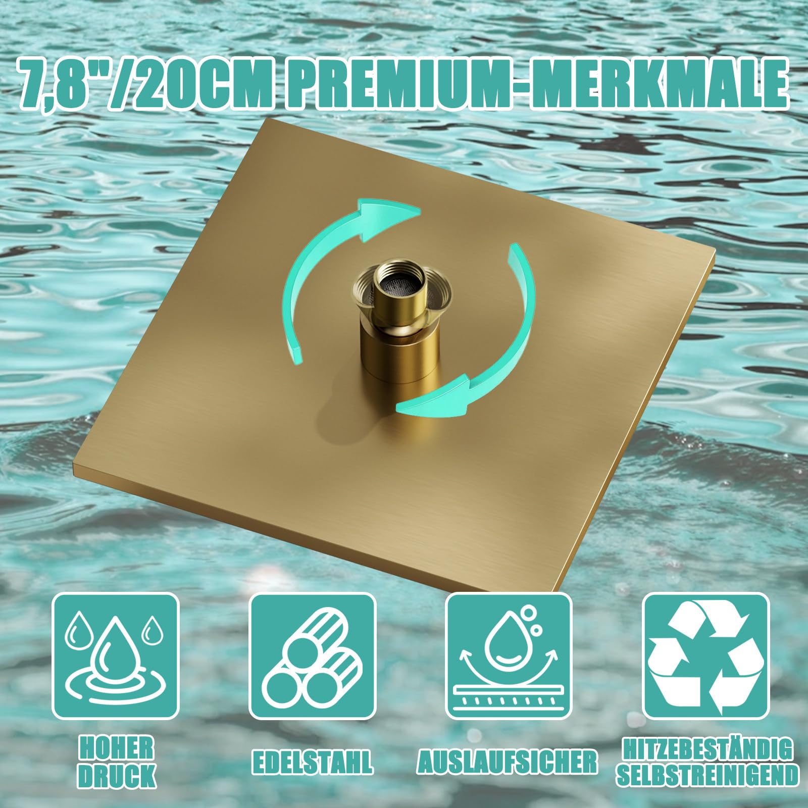 Rociador Ducha Efecto Lluvia con Filtro Antical Alcachofa de Ducha Grande de Acero Inoxidable, 360° Giro, Conexión G1/2 - Diseño Moderno para Baño, Piscinas