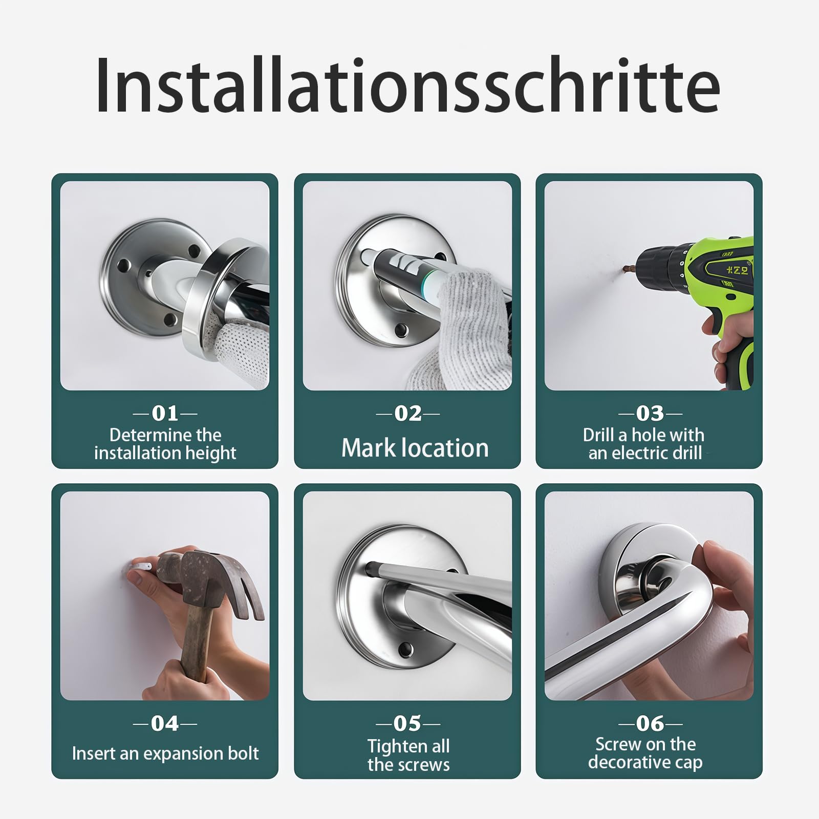 Haltegriffe für Senioren, 2 Stück Rutschfreier Haltegriff, 30cm Haltegriff Dusche Edelstahl Dusche Badewannengriff mit Schraube für WC Bad für und Menschen mit Behinderung