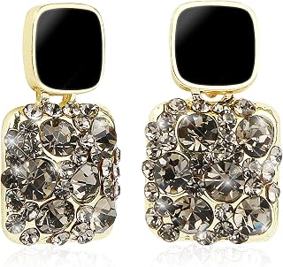 gold statement earrings for women designer fashion rhinestone crystal geometric square dangle drop hypoallergenic earrings