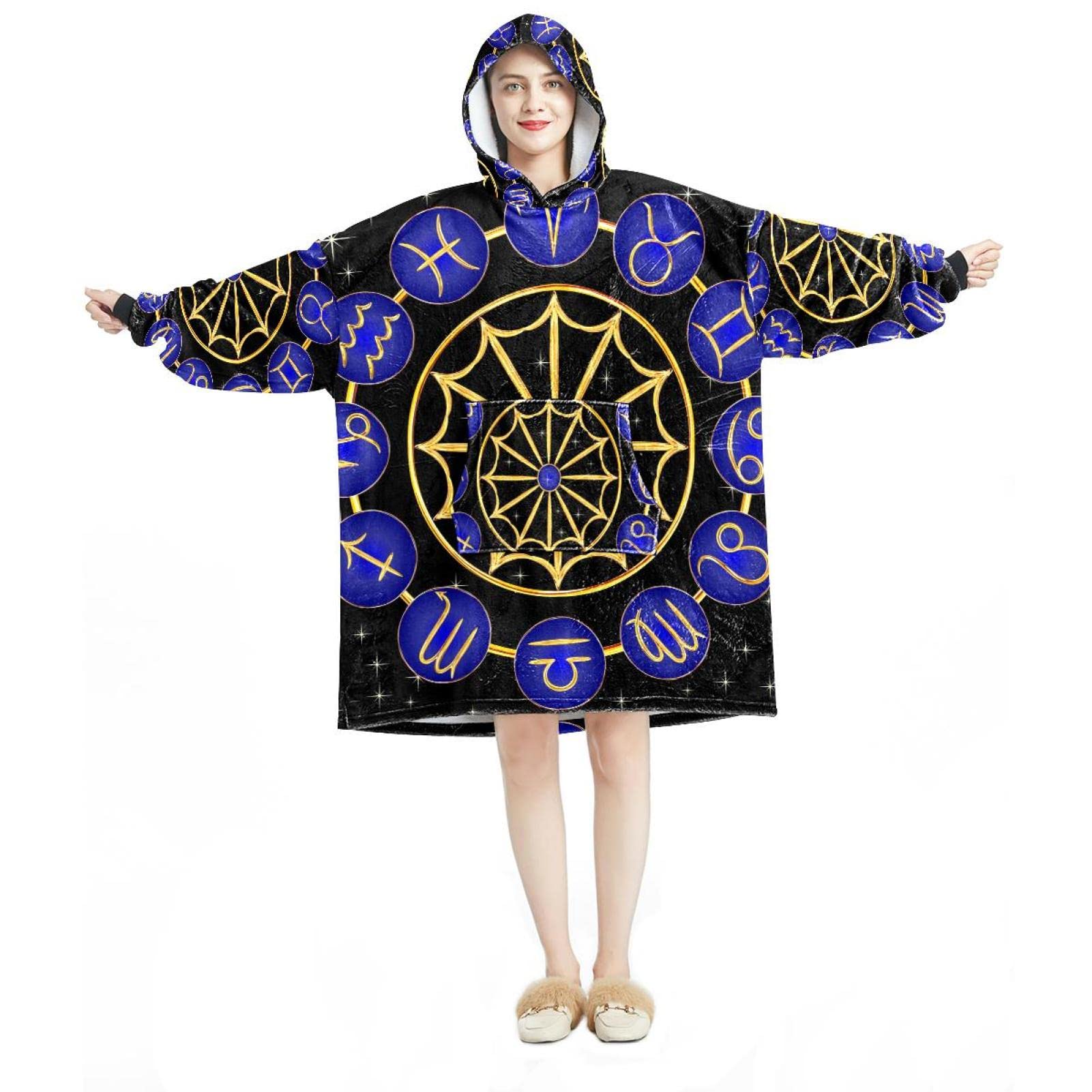 Sweat à capuche géant en Sherpa et flanelle zodiaque pour vos soirées d'hiver cocooning
