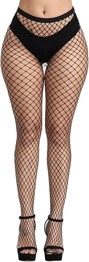 Henwarry Women's Fishnet Stockings Thigh High Wide Fishnet Tights