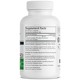 Bronson Zinc Triple Play 30mg Triple Coverage Immune Support with Zinc Acetate, Picolinate & Orotate - Immune, Antioxidant & Skin Health Support - 250 Vegetarian Capsules