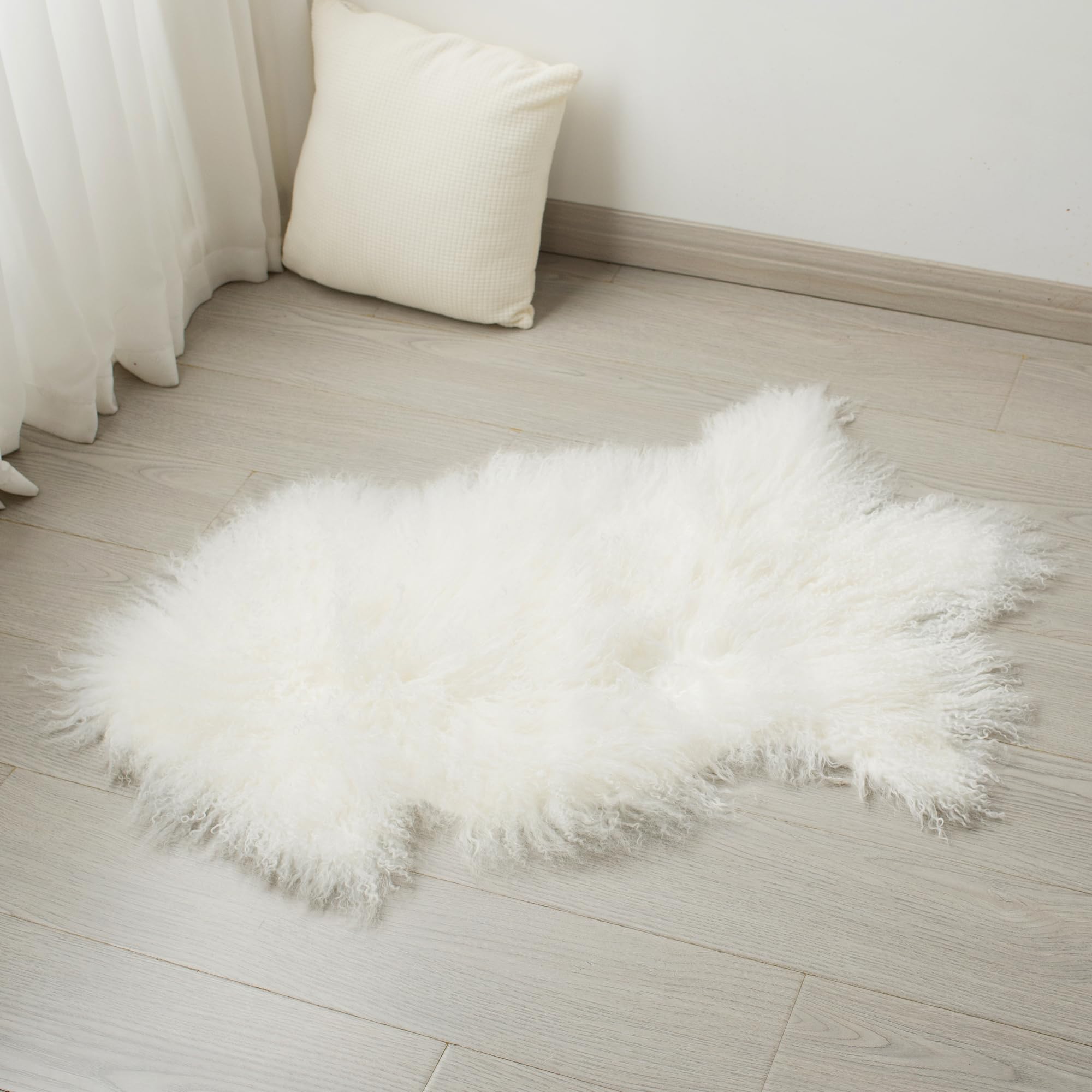 Tapis en peau de mouton véritable Blanc 0,6 x 0,9 m