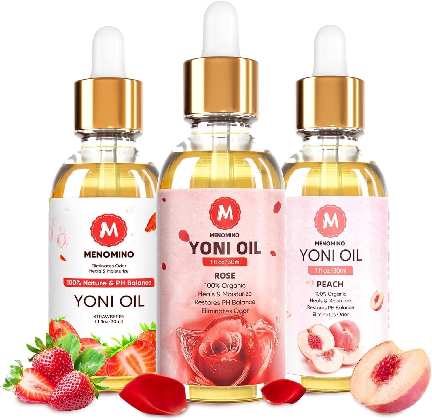 3 Pack Yoni Oil Feminine Oil for Women pH Balance - Feminine Deodorant with Pineapple Peach Strawberry Essential Oil, 1 fl oz/pc
