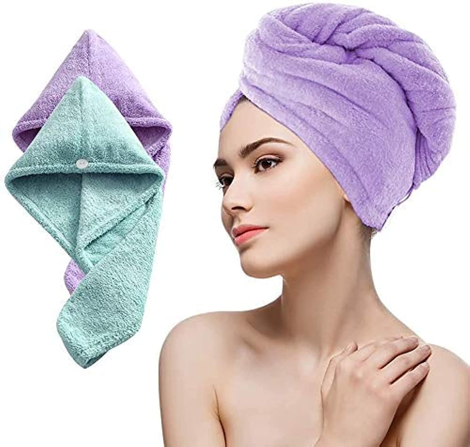 Microfiber hair towel, hair turbans for wet hair, curly hair, hair