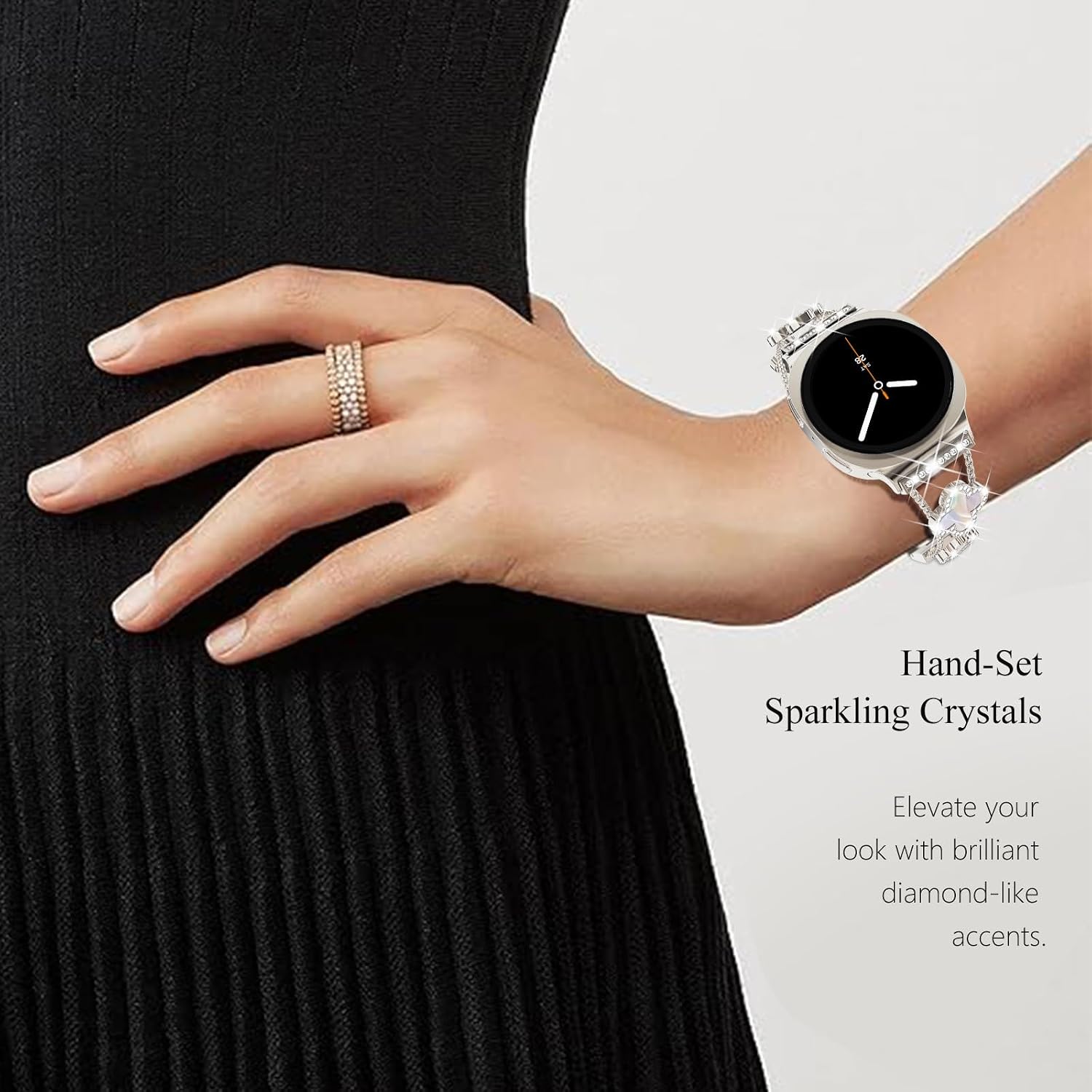 Surace Compatible with Samsung Galaxy Watch 8 40mm/44mm/Classic 46mm 2025, No Gap Diamond Metal Band Wristband Clover Bracelet Dressy Band for Galaxy Watch8 Women
