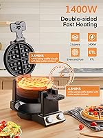 Vista 2 de FOHERE 2-in-1 Omelette Maker&Waffle Maker, 1400W Omelet Maker 180° Flip, Adjustable Browning Control, Non-Removable & Nonstick Pans, Make Two Omelet