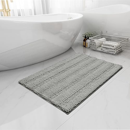 Alfombra de baño de felpilla de lujo y fácil de usar, de felpa suave, alfombra, absorbente, antideslizante, perfecta para ducha, dormitorio, puerta