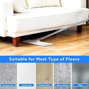 wlich Microfiber Floor Mop, 140CM Flat Wet Dry Dust Mop 4 Washable Pads | 360° Rotating Head for Hardwood Laminate, Washable Microfiber Cloth, Aluminum Handle, for Bathroom Kitchen Wall Floor