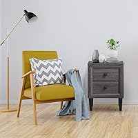 Vista 7 de Giantex Mesita de noche de madera con dos cajones de almacenamiento y asas, material impermeable para dormitorio, sala de estar (1)