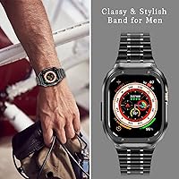 Vista 3 de MioHHR Correa de reloj de acero inoxidable con funda compatible con Apple Watch Ultra 3 2 1 (1.732 pulgadas), correa resistente con cubierta Negro