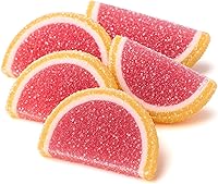 Vista 5 de NY Spice Shop Caramelo de rodajas de fruta de uva rosa, 8 onzas de sabor cítrico masticable en rodajas de fruta, gomitas de frutas de uva rosa