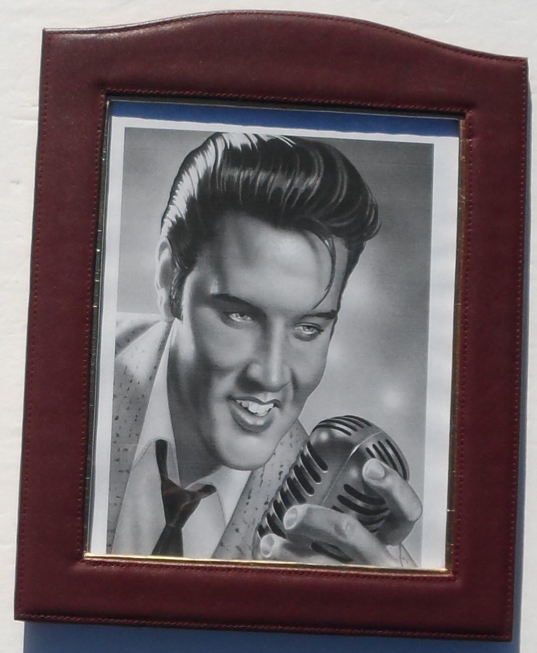 Genuine Leather Picture Frame 8" by 10" Burgundy with Gold Picture Trim Great Gift for Brother Sister Mother Father Anniversary Graduation Christmas or Memorial