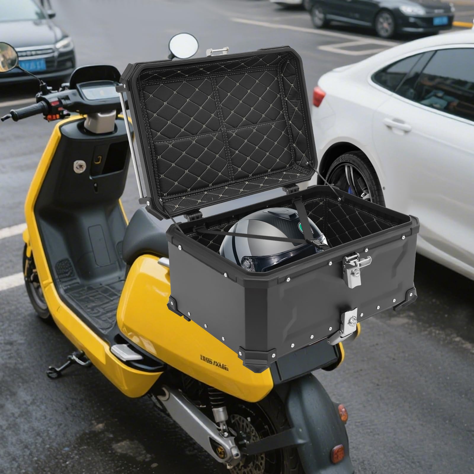 Topcase Baúl de moto 65 l impermeable con cerradura de seguridad