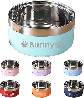 Personalized Dog Bowls with Name, BUGMKCS Customized Steel-stanless Pet ...