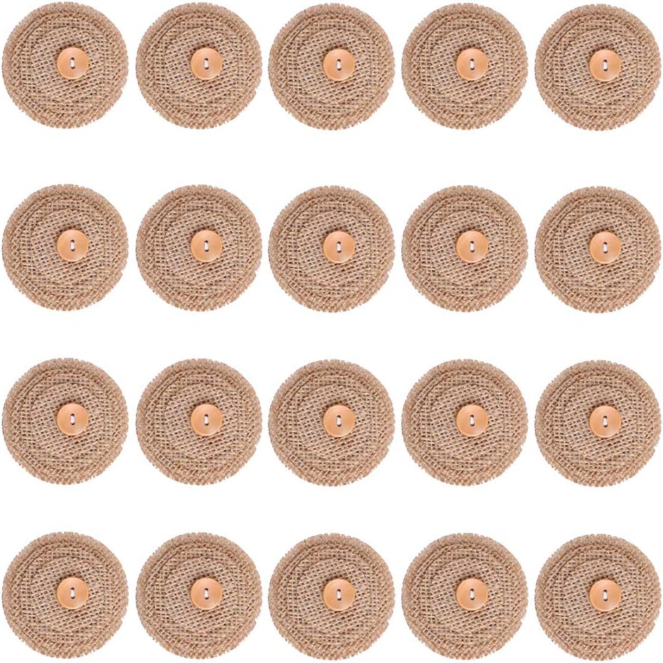 20pcs Natural Handmade Burlap Flowers Rustic Lace Rose for DIY Craft Wedding Decoration(item19)