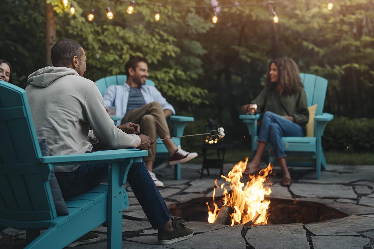 Keter Alpine Adirondack 2 Pack Resin Outdoor Furniture Patio Chairs with Cup Holder Perfect for Beach, Pool, and Fire Pit Seating, Teal : Patio, Lawn & Garden