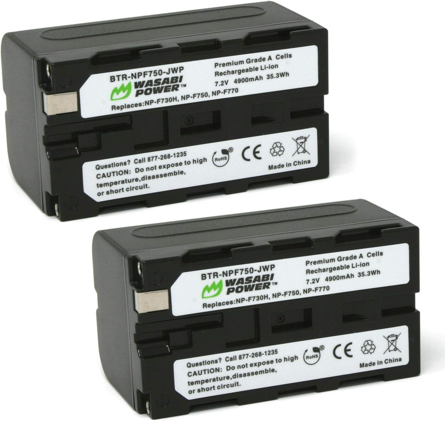 Wasabi Power L-Series Battery Replacement for Sony NP-F730, NP-F750, NP-F770 (2-Pack)