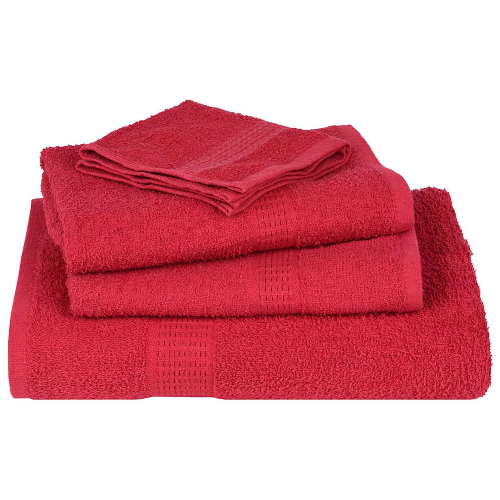 Homgoday Set Asciugamani Bagno 8 Pezzi FROGN, 100% Cotone, 360 g/m2, Certificato Oeko-Tex, Rosso, Lavabile in Lavatrice, Anello per Appendere