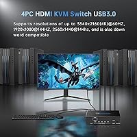Vista 2 de USB 3.0 KVM Switch HDMI 4 Computer 1 Monitor 4K 60Hz SPDIF L/R Extractor- USB Switch for Keyboard Mouse Printer Mac Windows 4 Port HDMI Switch 4x1