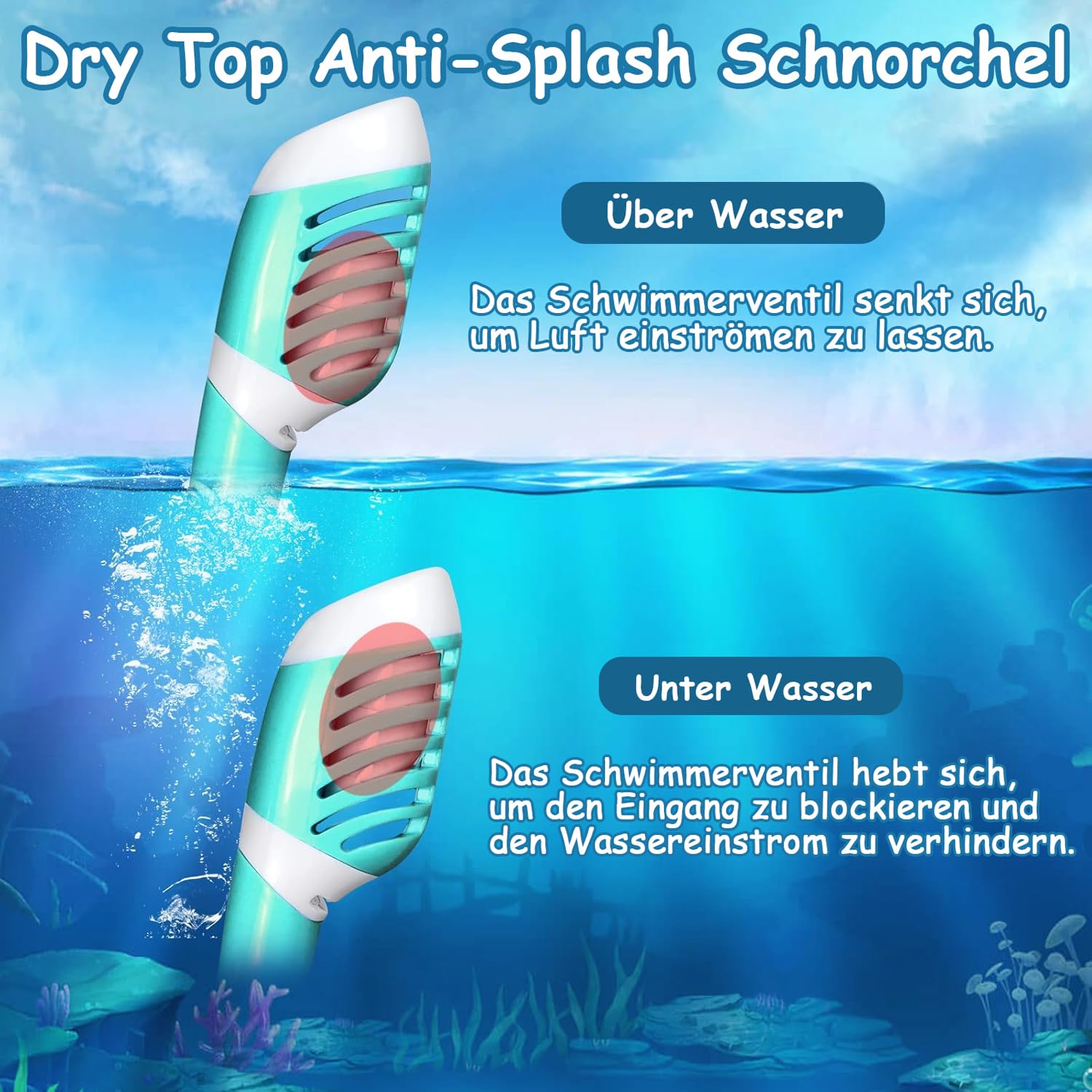 Vvinca Schnorchelset Kinder ab 4-14 Jahre Taucherbrille mit Schnorchel Tauchset Mädchen Jungs 180°Anti-Fog Anti-Leck Verstellbare Elastische Schwimmbrille Schnorchelmaske Dry Schnorchel Rosa