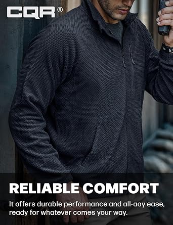 CQR Men's Full-Zip Tactical Jacket, Soft Warm Military Winter Fleece Jackets, Outdoor Coats with Zipper Pockets