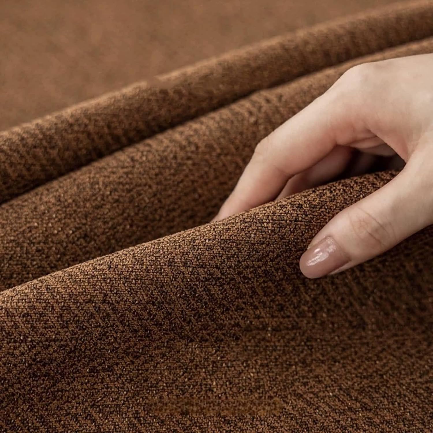 Curtains Blackout Bedroom 2 Panels Set 90 inch Long, Chenille Window Treatments Blackout Curtains Eyelets Solid Color Stripes Texture for Living Room Darkening Brown, 54 x 90 Inch