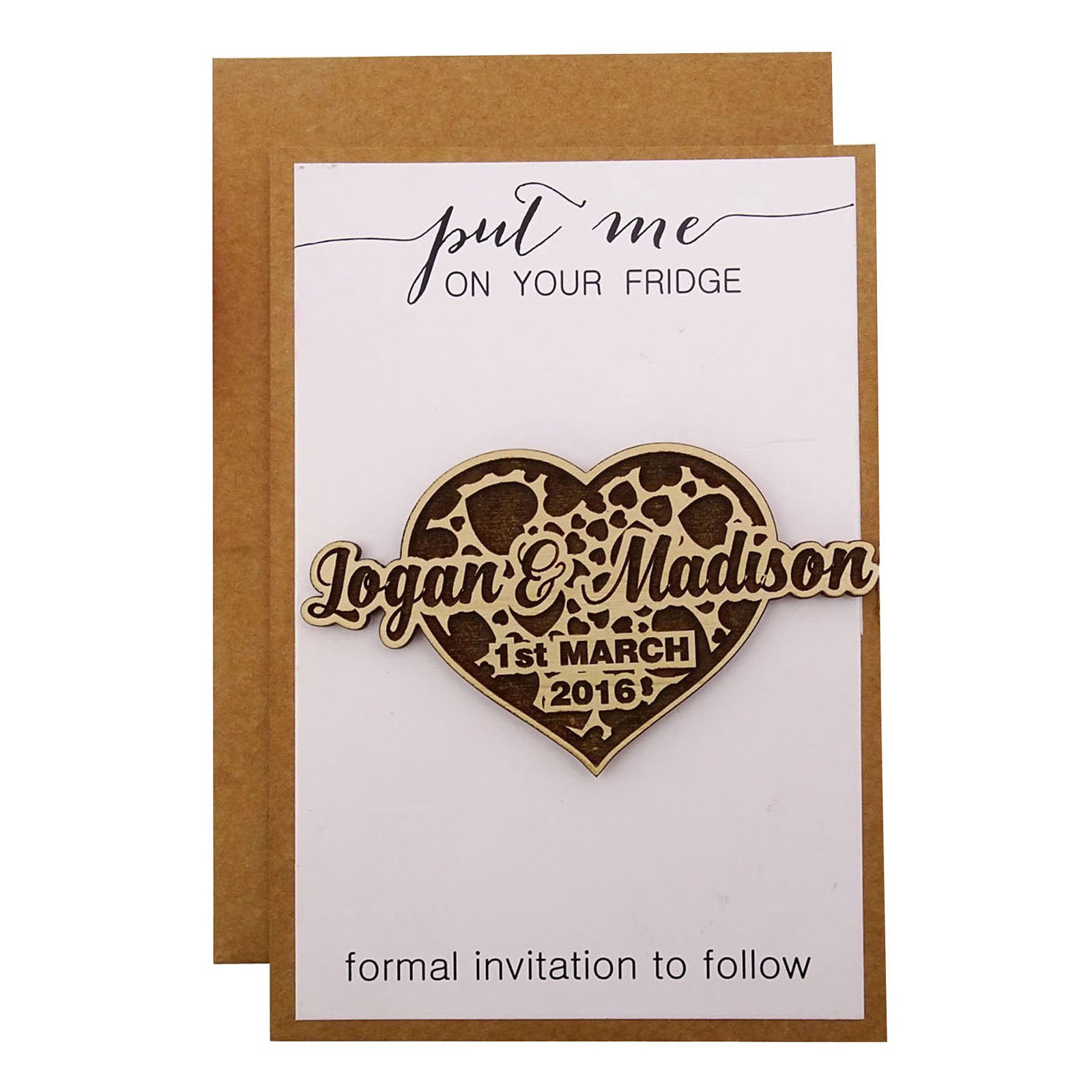 Magnet de mariage bois personnalisé save the date bois gravé rustique x25