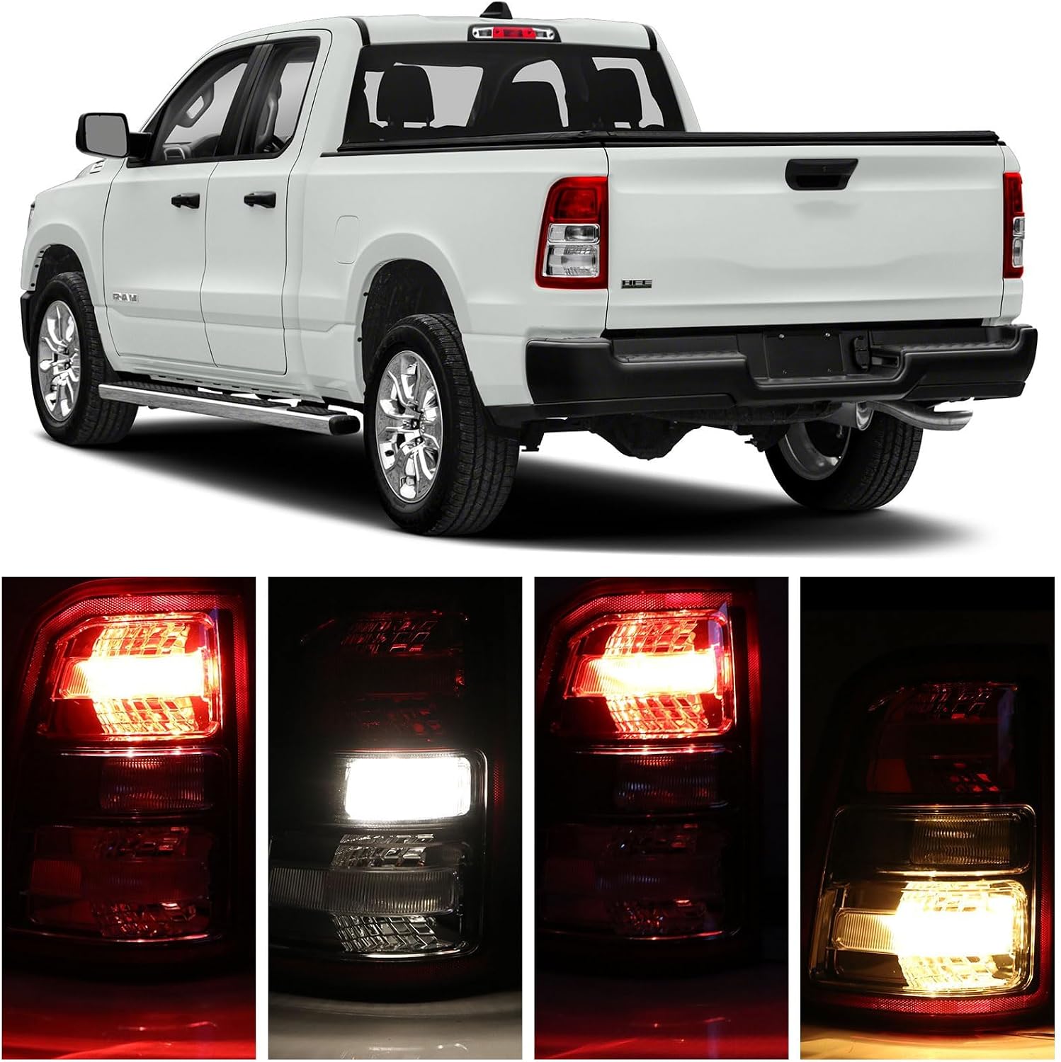 Tail Light Black Bezel Compatible With 2019-2023 Dodge Ram 1500 Left Driver Side Taillight Replace 68261577AE