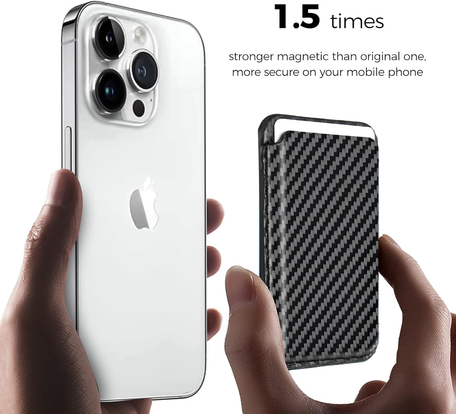 MONOCARBON Carbon Fiber MagSafe Wallet for iPhone Series,Slim & RFID Blocking Magnetic Card Holder for iPhone 16/15/14/13/12 Plus/Pro/Pro Max Universal with Extra Strong Magnet-Twill Matte Black