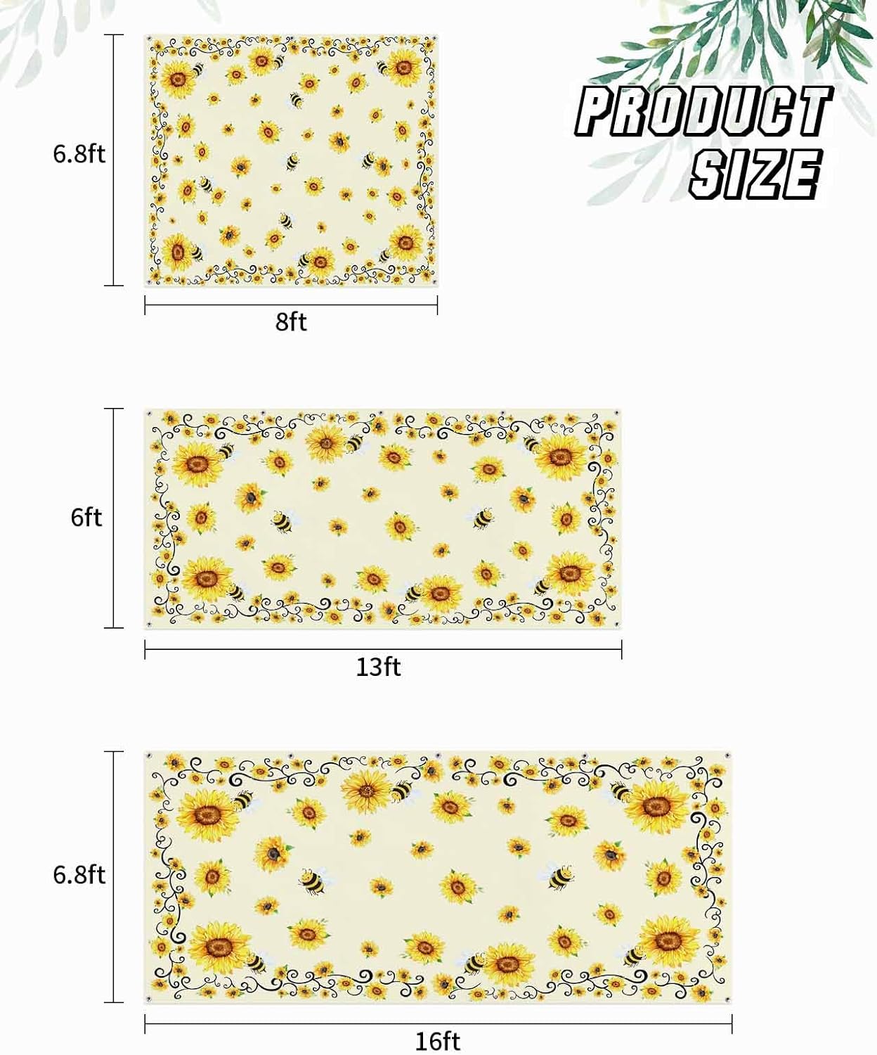 Yellow Sunflower Bees Garage Door Cover Banner 7 x 8 FT, Spring Summer Farmhouse Floral Garage Door Curtains Backdrop with Grommets for Indoor Outdoor Wall Party Porch Yard Decorations Background