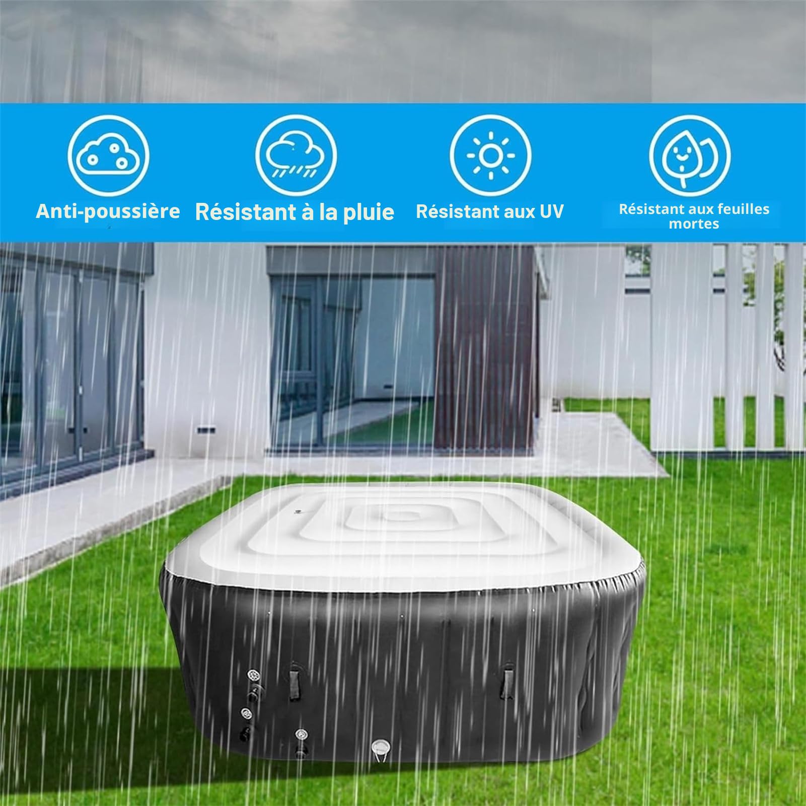 Housse Gonflable en PVC - Coupe-Vent et imperméable - Économie d'énergie - 145 cm/165 cm - Carré