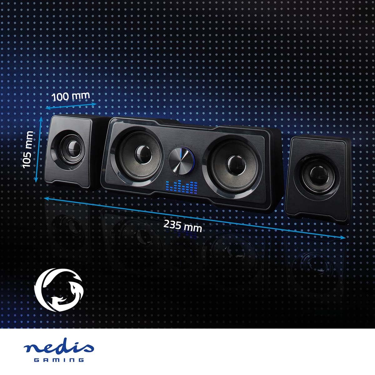 NEDIS Altoparlante per gaming | Canali degli altoparlanti: 2.2 | Alimentazione a USB | 3,5 mm maschio | 48 W | LED | Controllo del Volume