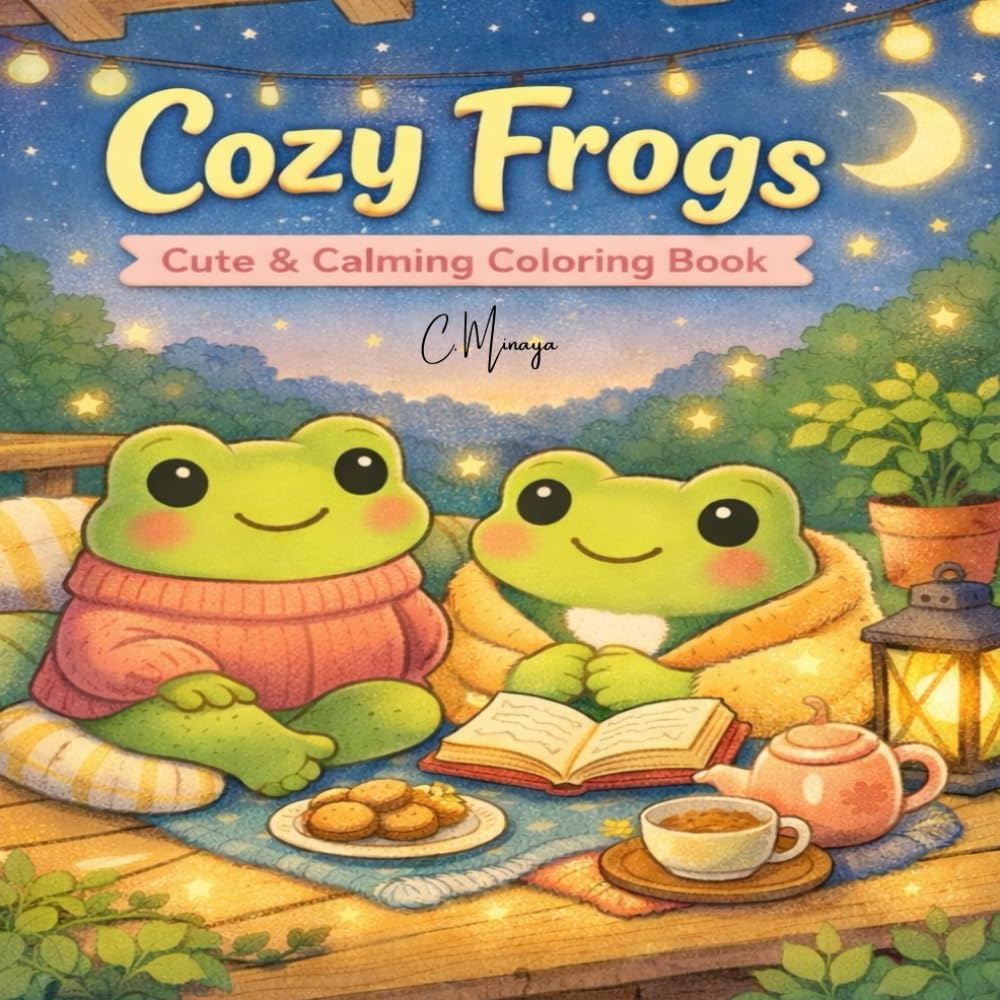 Cozy Frogs: Cute & Calming Coloring Book (Cozy, Cute, & Calming)