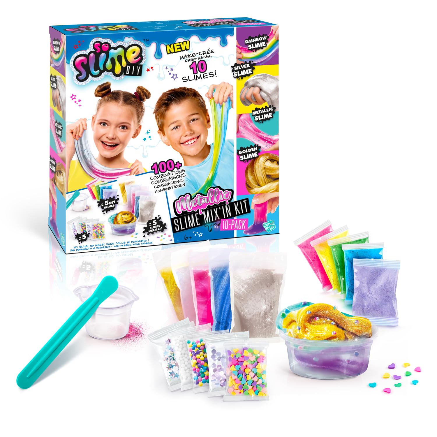 Canal Toys - So Slime - Kit 10 Slime Personalizzati - +100 Combinazioni - Senza Colla - Mescola e Decora - Attività Creativa senza sporcare - Per Bambini dai 6 Anni in Su - Accessori Inclusi - SSC 184