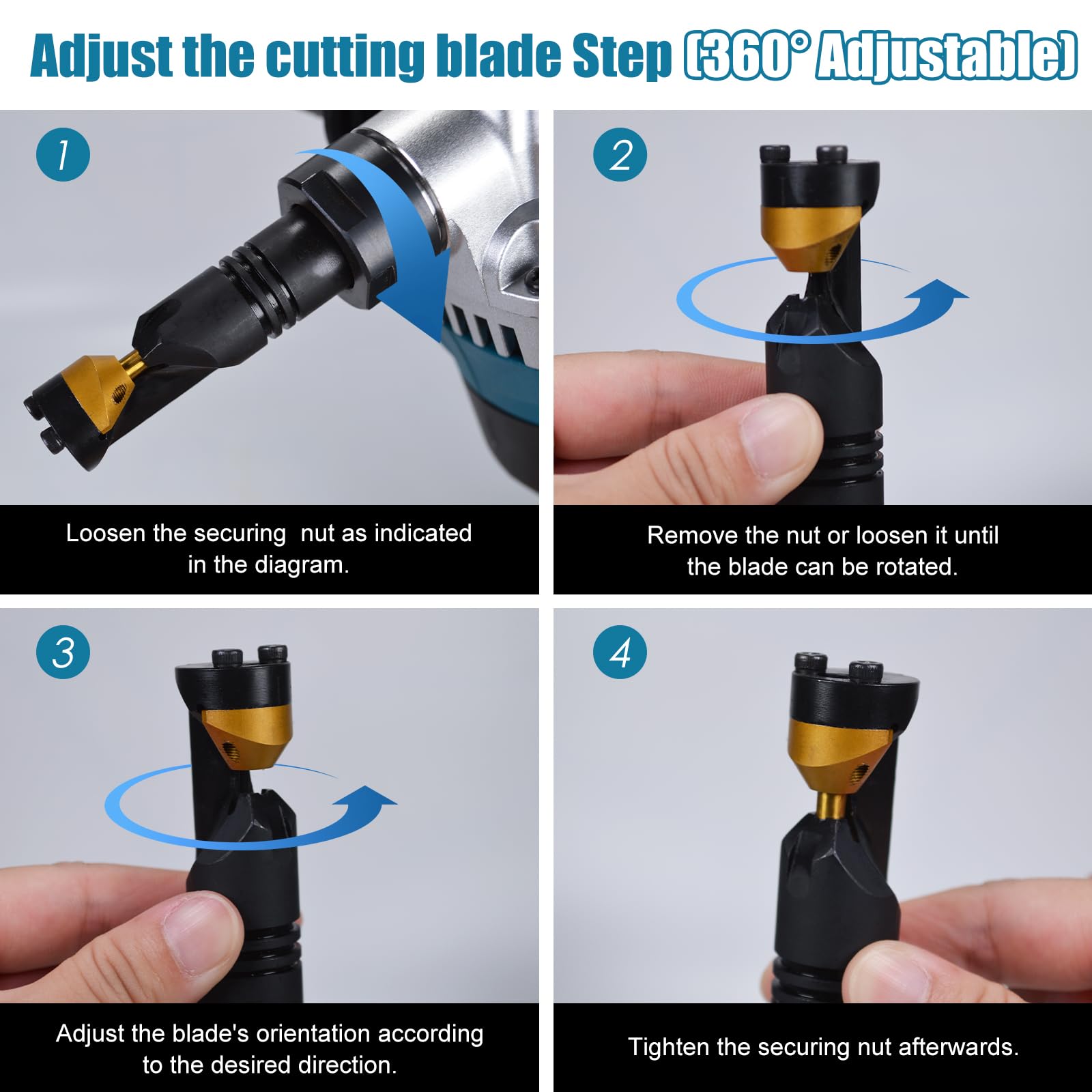 Grignoteuse de Métal Sans Fil Compatible Makita 18V, Cisaille à Métaux Électrique Sans Balais 3 Étages pour Acier Inoxydable, Aluminium