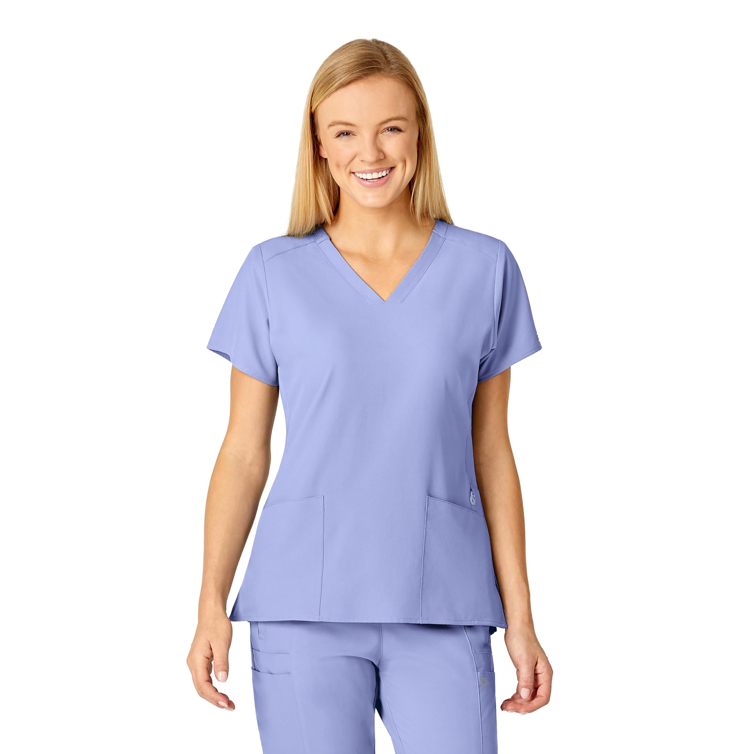 WonderWink W123 Women's Flex Back Stylized V-Neck Scrub Top, Ceil Blue, 2X