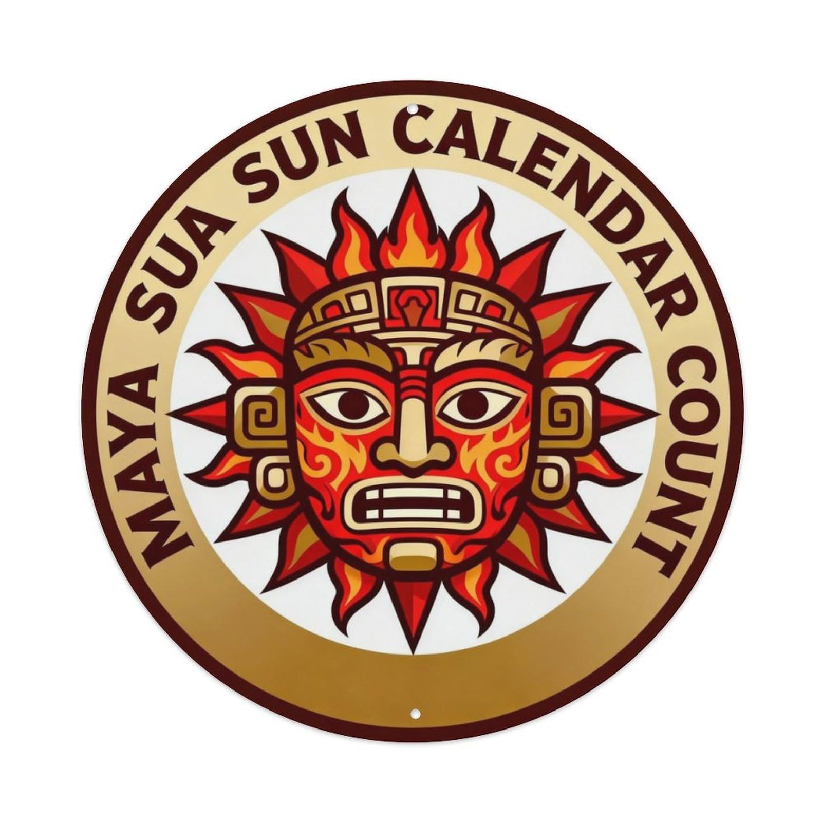 Maya Sun Calendar Count Metal Tin Sign Plaque